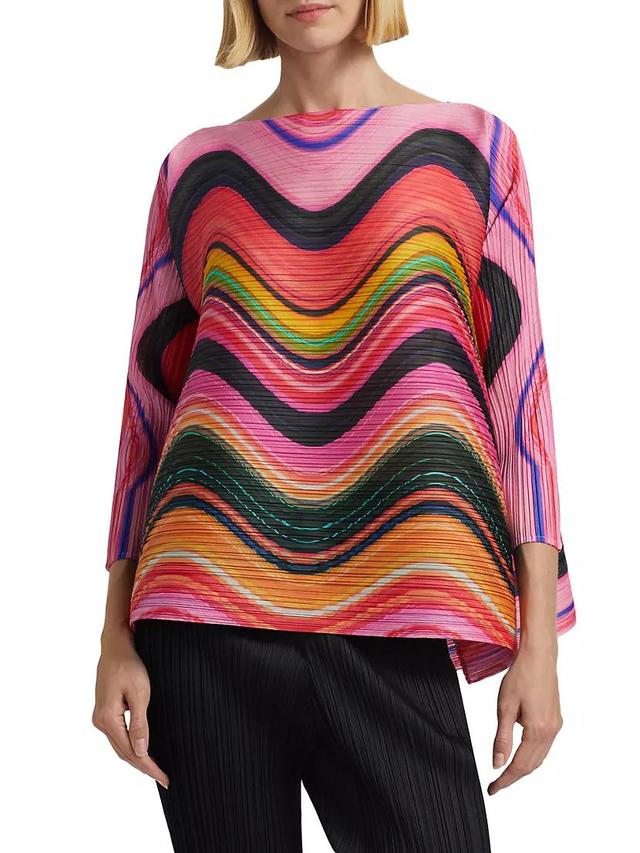 Warp Pleated Striped Top Product Image