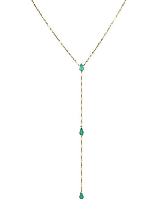 Womens 14K Yellow Gold & Emerald Lariat Necklace Product Image