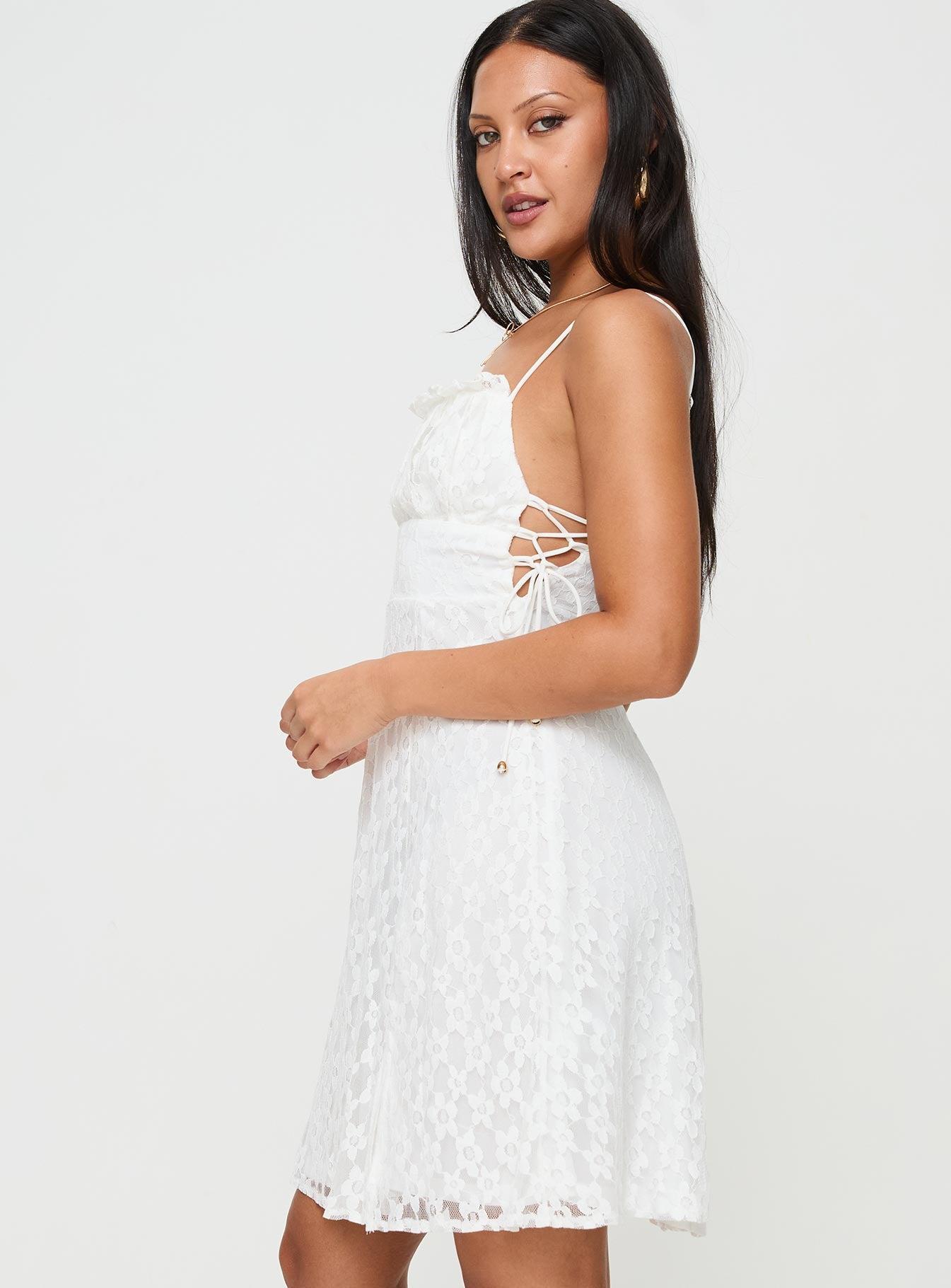 At Last Lace Mini Dress White Product Image