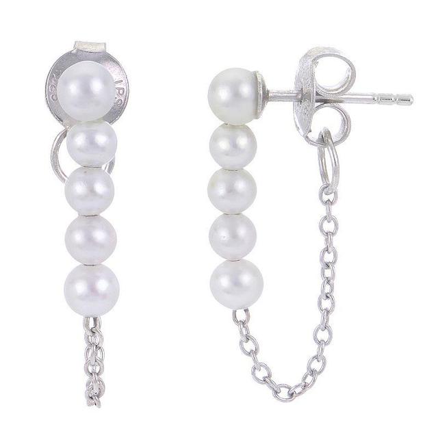 PearLustre by Imperial Sterling Silver Freshwater Cultured Pearl Chain Loop Drop Earrings, Womens, White Product Image