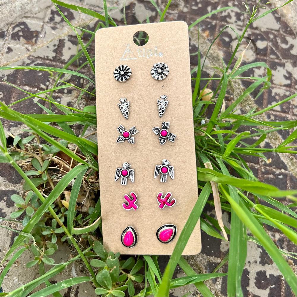 Set of 6 Pink Earrings-2 Options Product Image