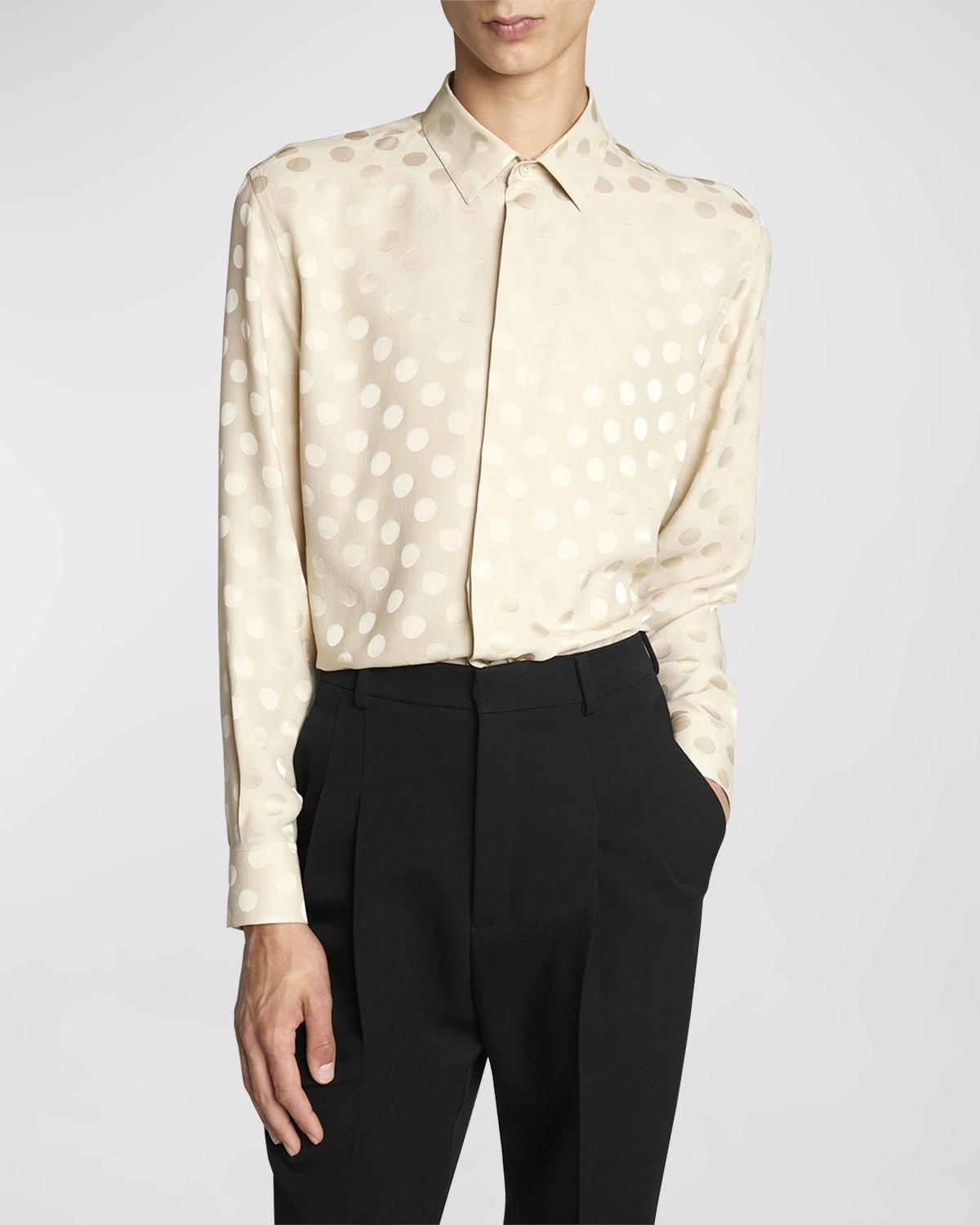 Mens Polka Dot Jacquard Dress Shirt Product Image