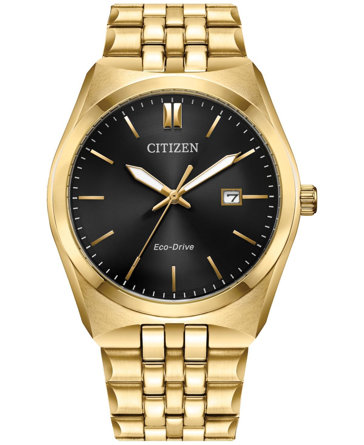 Citizen Mens Eco Drive Three Hand Gold Tone Stainless Steel Watch Product Image