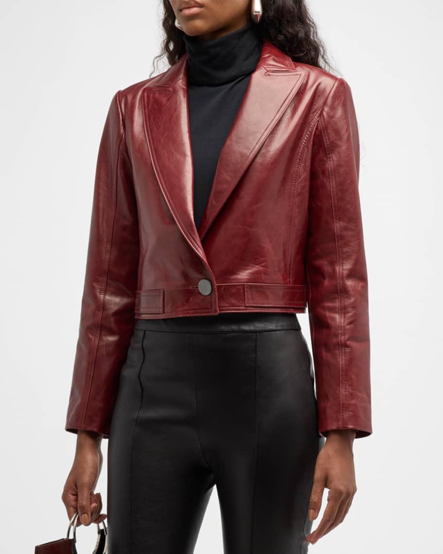 Astra Cropped Leather Jacket Product Image