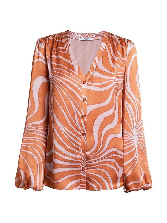 Womens Alexia Wavy-Print Silk Blouse Product Image