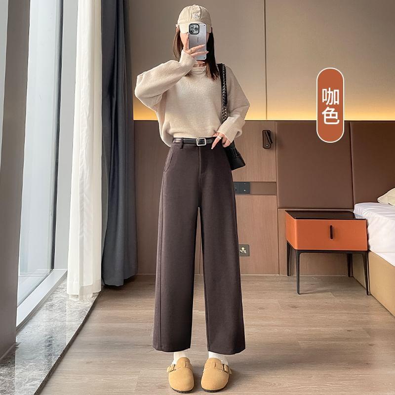 High Rise Plain Loose Fit Pants Product Image