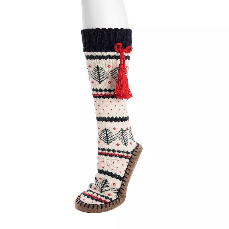 Womens MUK LUKS Fair Isle Tassel Slipper Socks Product Image