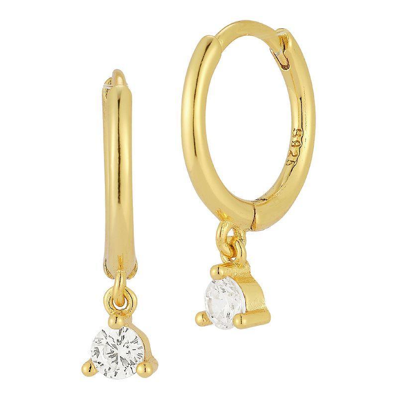 Sunkissed Sterling Cubic Zirconia Charm Huggie Hoop Earrings, Womens, Gold Tone Product Image