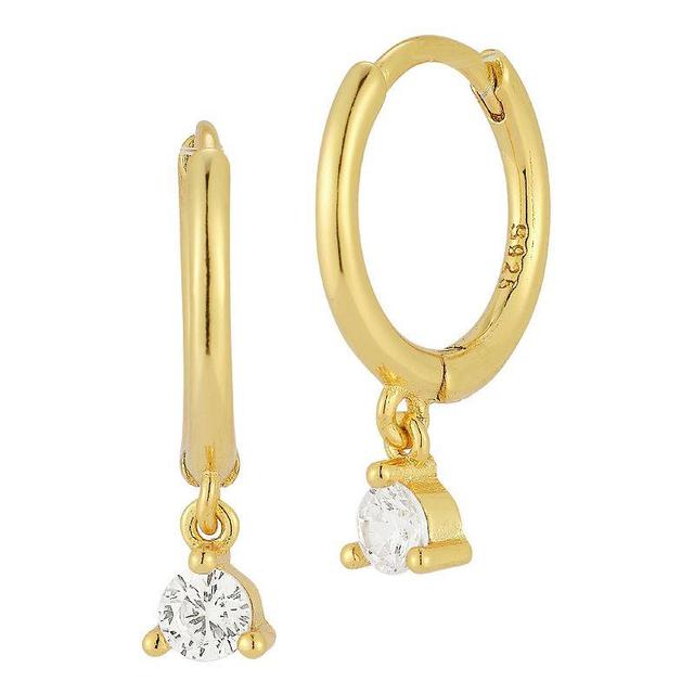 Sunkissed Sterling Cubic Zirconia Charm Huggie Hoop Earrings, Womens, Gold Tone Product Image