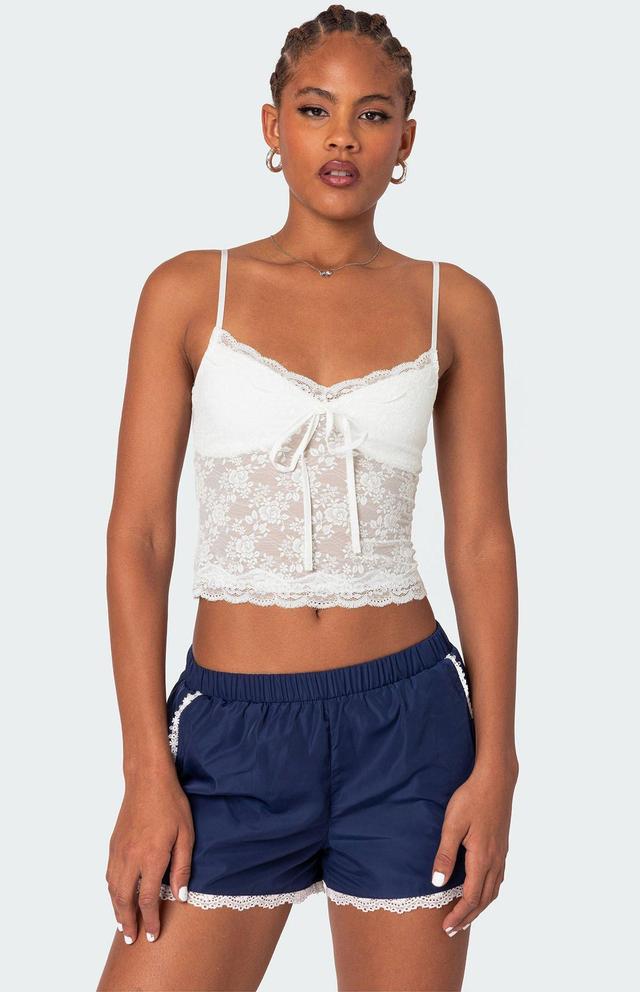 Edikted Women's Cami Sheer Lace Tank Top Product Image