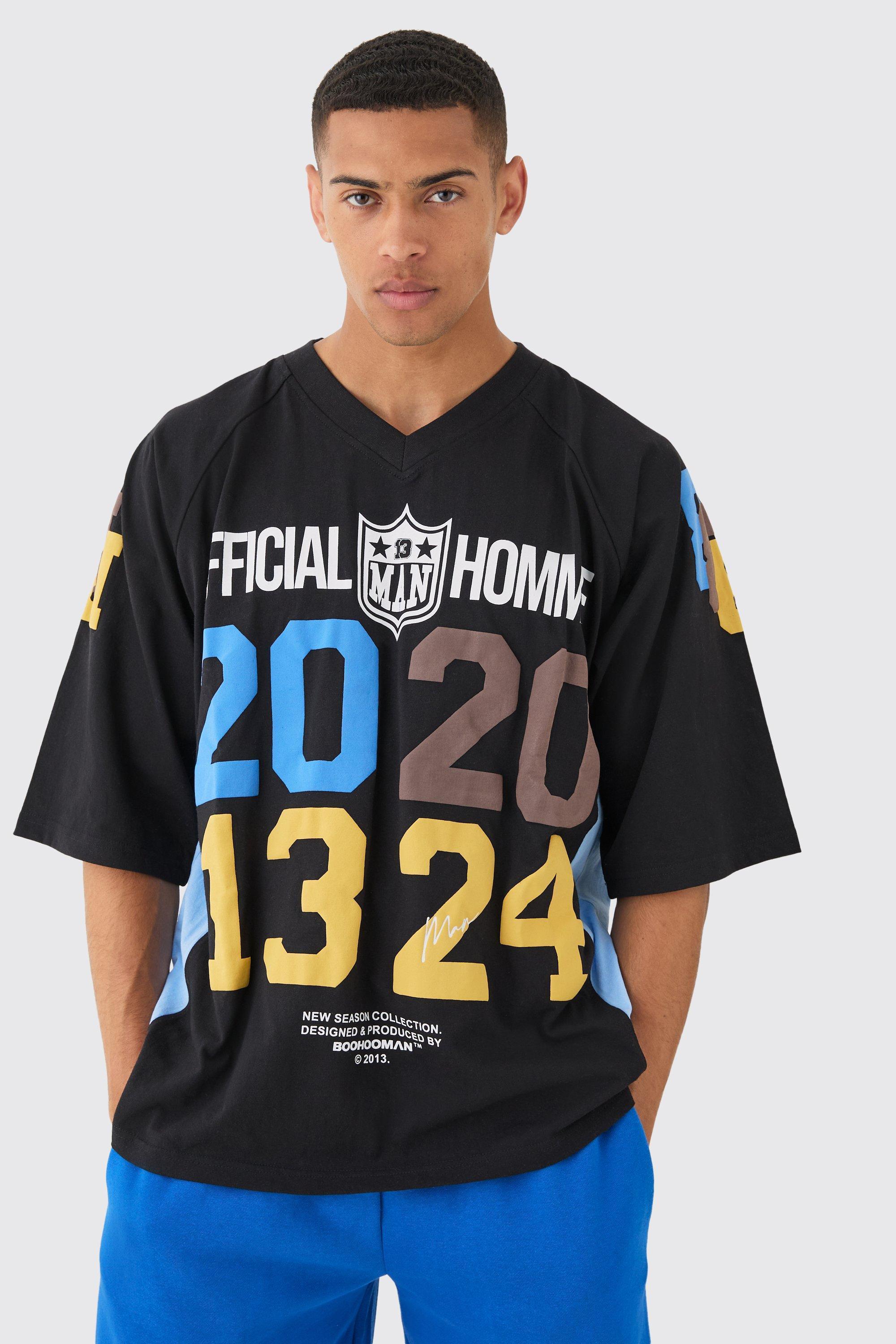 Oversized Football Raglan Official Homme T-shirt | boohooMAN USA Product Image