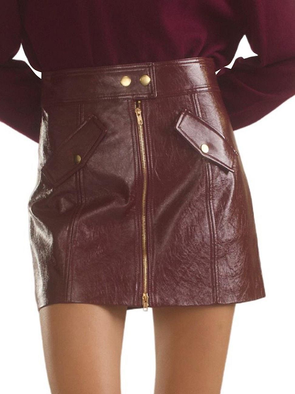 Womens Patent Vegan-Leather A-line Miniskirt Product Image