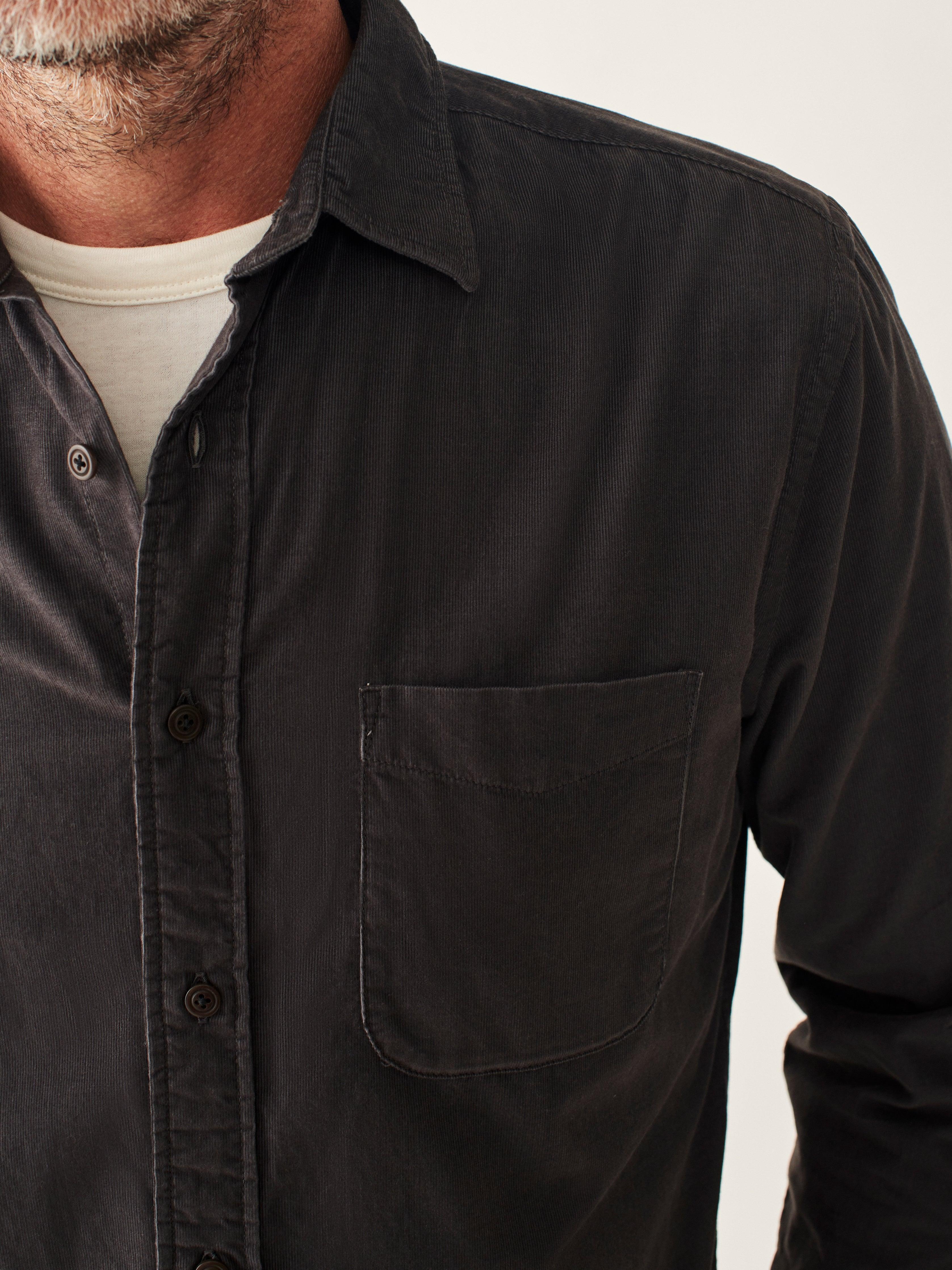 Stretch Corduroy Shirt - Washed Black Male Product Image