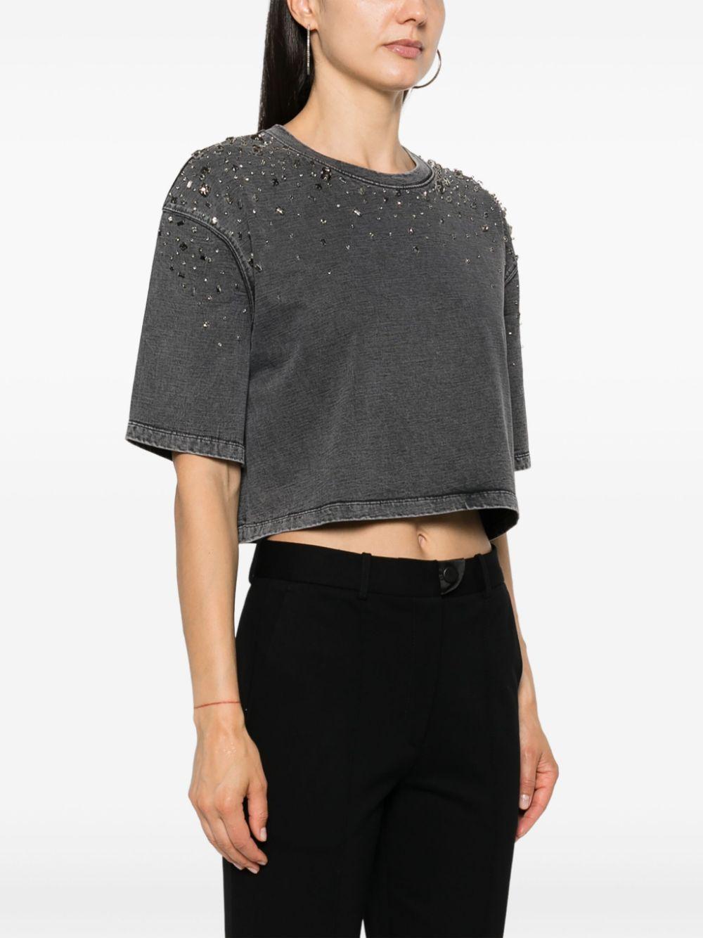 gem-embellished cropped T-shirt Product Image