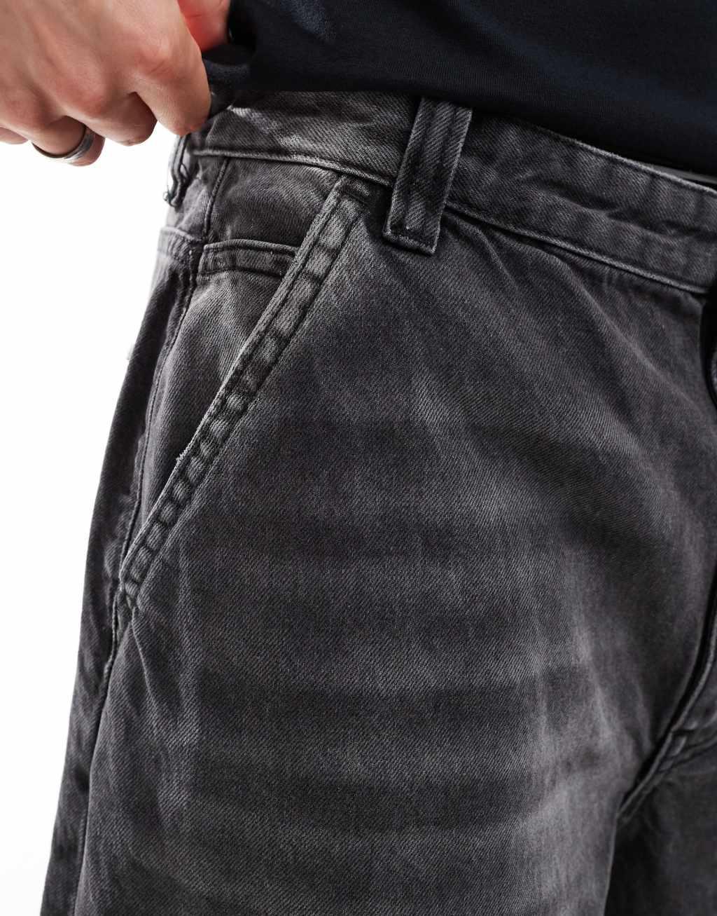 Bershka skater fit jeans in black Product Image