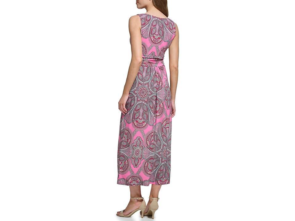 Tommy Hilfiger Mosaic Ruched Maxi Dress (Carmine Rose ) Women's Dress Product Image