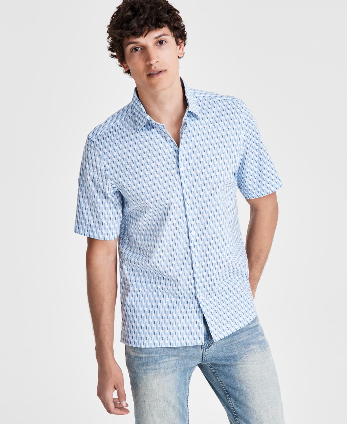 Alfani Mens Regular-Fit Geo-Print Button-Down Shirt, Created for Macys Product Image