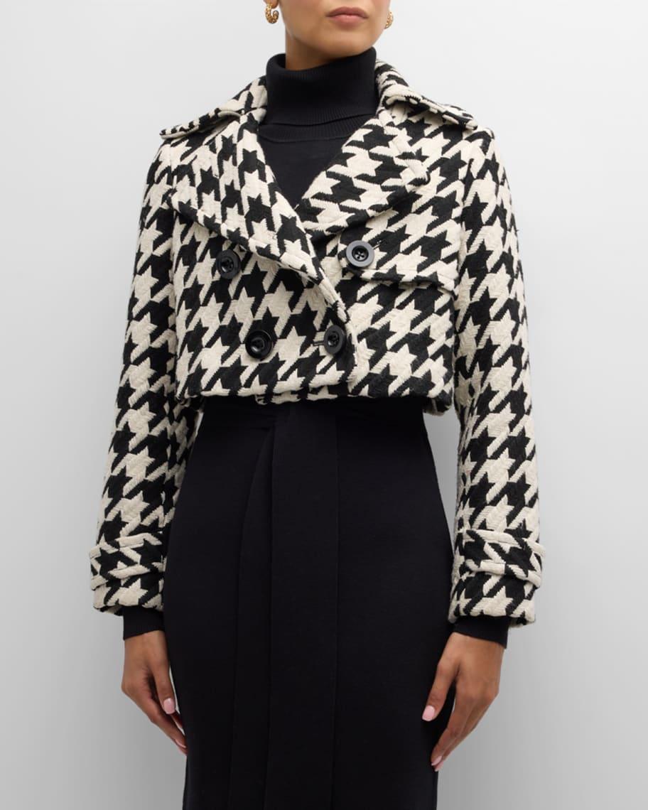 Ally Double-Breasted Cropped Houndstooth Jacket Product Image