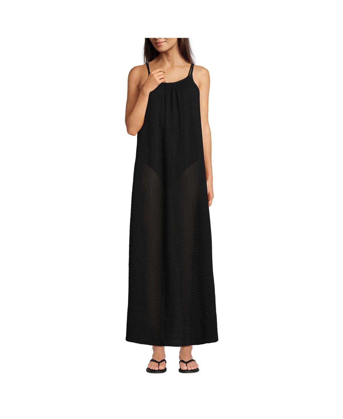 Lands End Womens Cotton Gauze Scoop Neck Swim Cover-up Maxi Dress Product Image