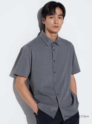 Mens Airism Cotton Full Open Polo Shirt Gray 3XL UNIQLO US Product Image