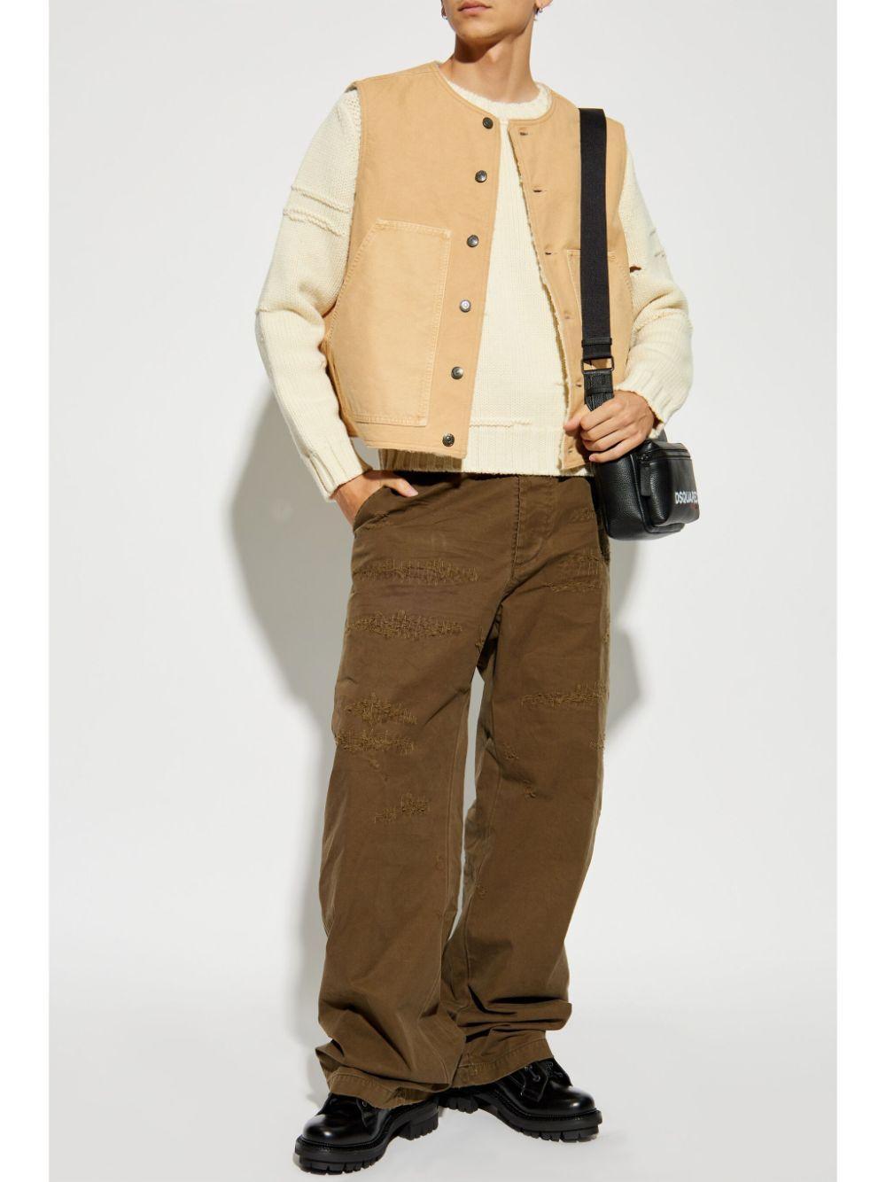 DSQUARED2 Padded Denim Vest In Beige Product Image