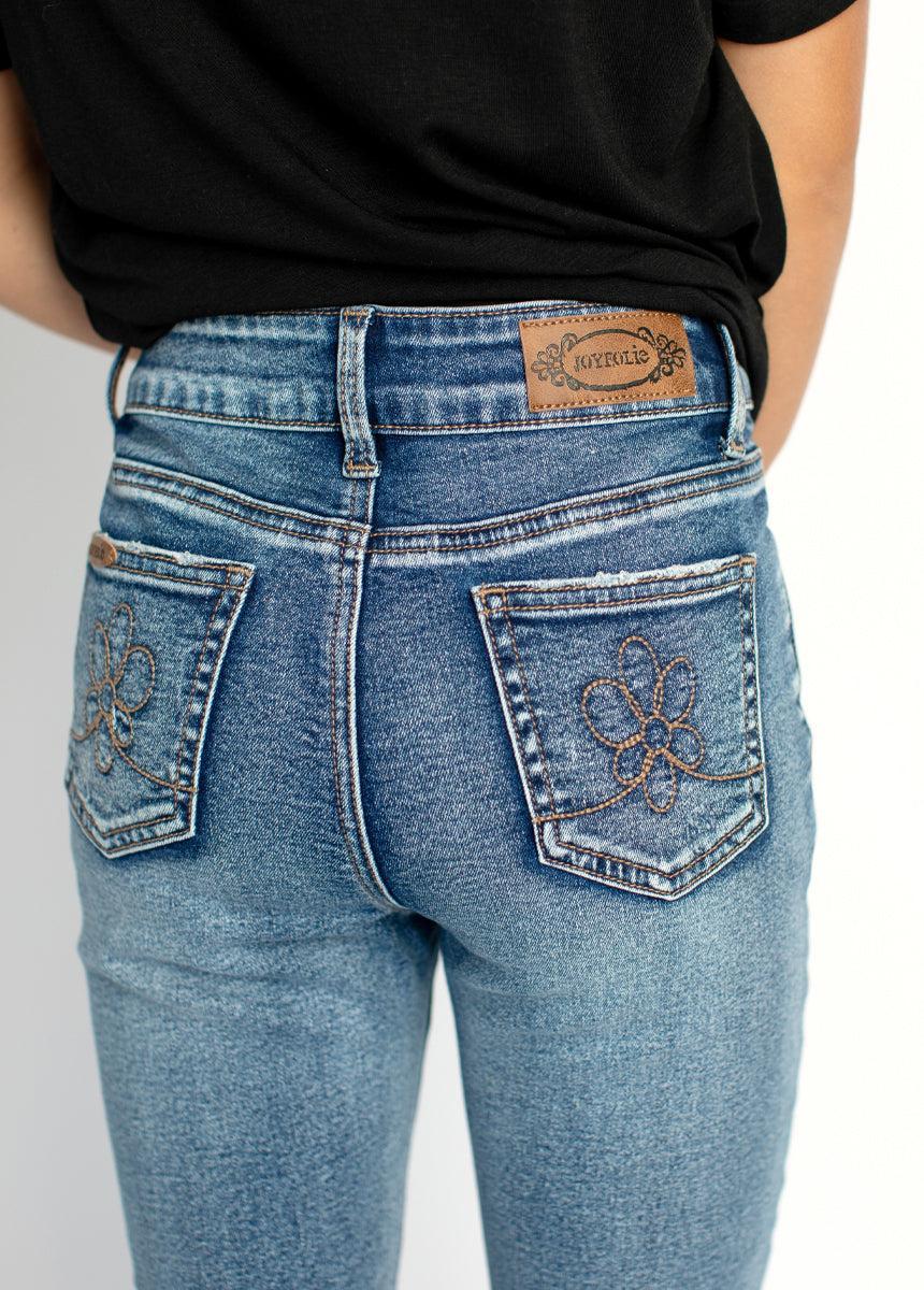 Avery Dark Distressed Skinnies in Indigo Product Image