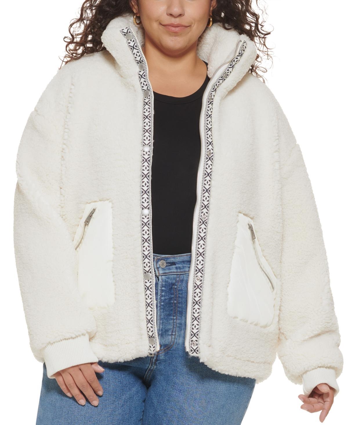 Plus Size Levis Cozy Teddy Sherpa Jacket, Womens Med Grey Product Image