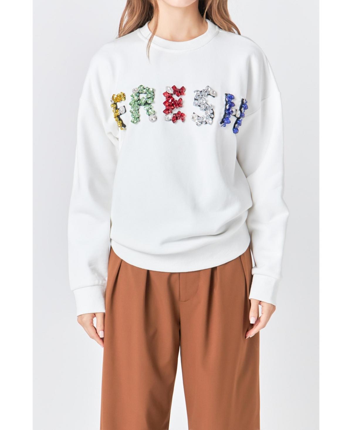 endless rose Womens Color Letter Patch Sweatshirt Product Image