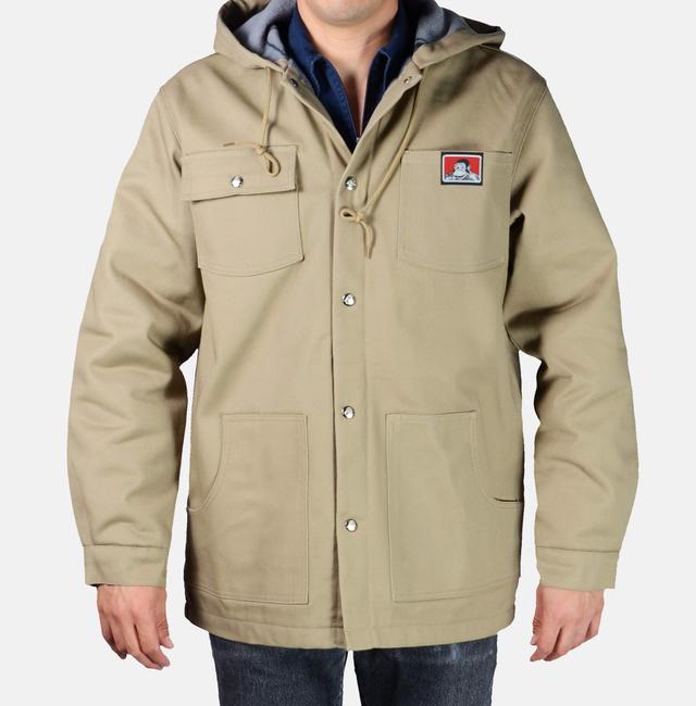 Hooded Jacket w/ Snaps - Khaki Product Image