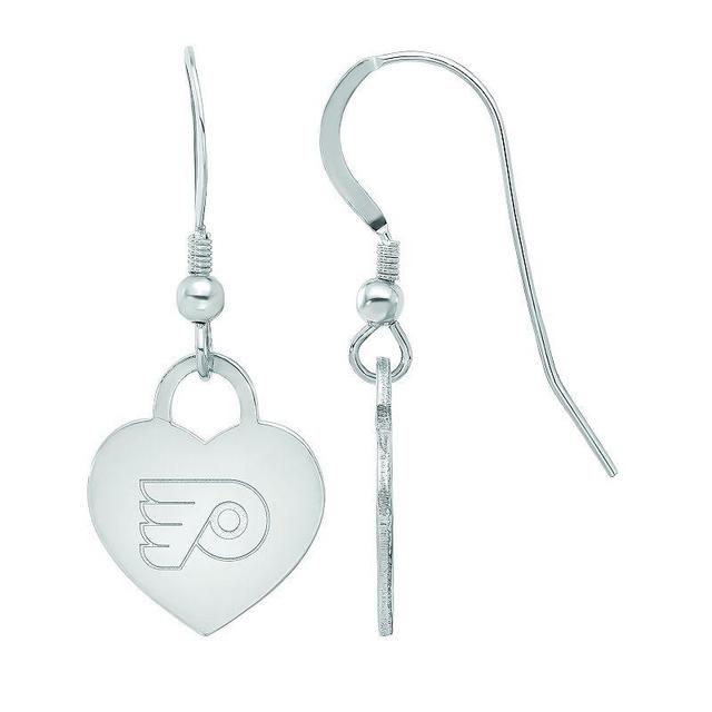 LogoArt Sterling Silver Philadelphia Flyers Heart Drop Earrings, Womens Product Image