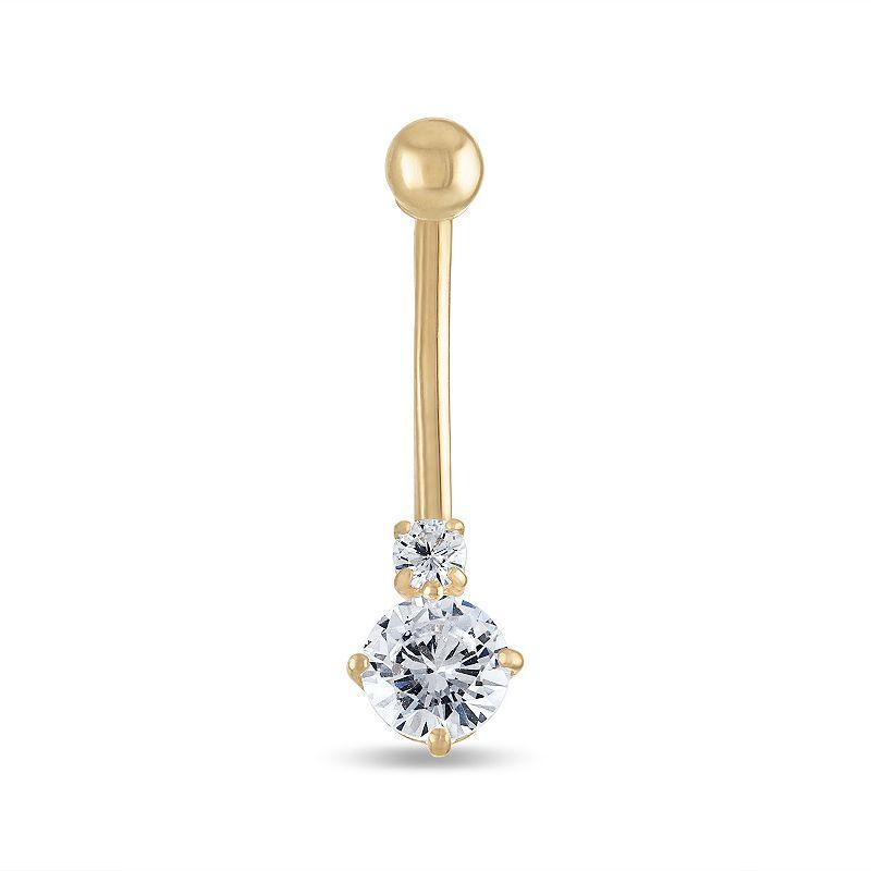 Unbranded 14K Gold Double Cubic Zirconia Belly Ring, Women's, Yellow Product Image