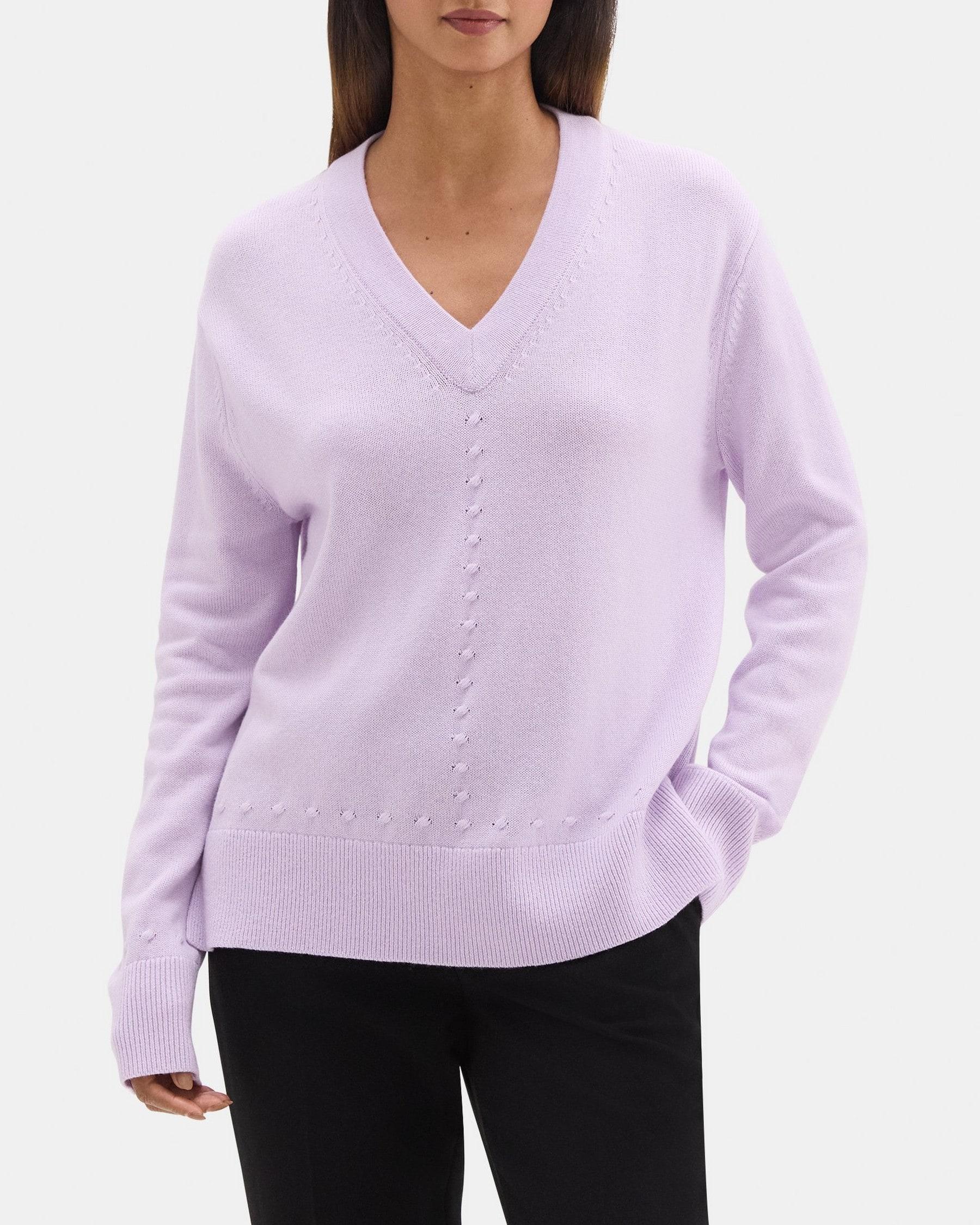 Cable Knit V-Neck Sweater in Wool-Cashmere Blend Product Image