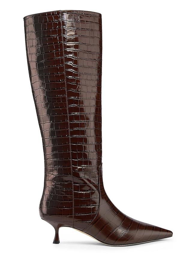 Womens Naomi 50MM Crocodile-Embossed Leather Boots Product Image