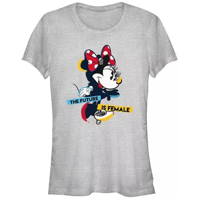 Disneys Minnie Mouse Juniors The Future Is Female Graphic Tee, Girls Athletic Grey Product Image