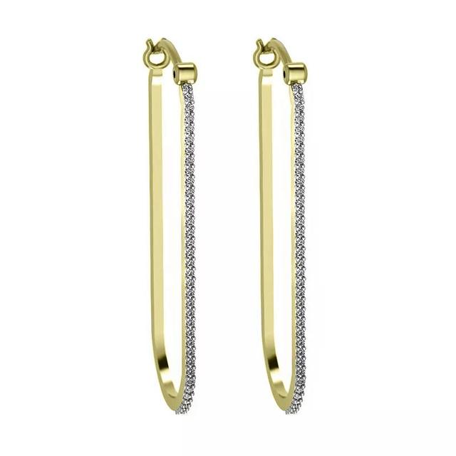 10k Gold Diamond Hoop Earrings, Womens Product Image