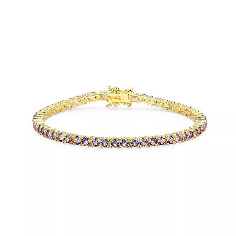 18k Gold over Silver Birthstone Tennis Bracelet, Womens Cr Alexandrite June Product Image