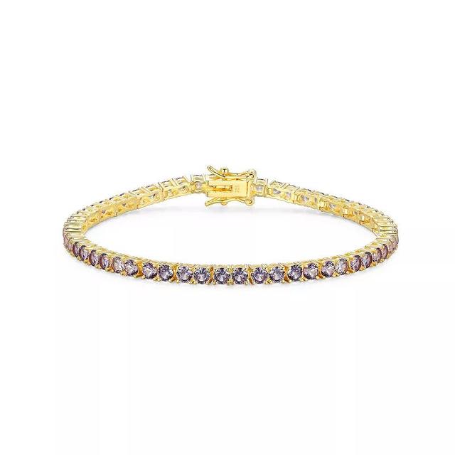 18k Gold over Silver Birthstone Tennis Bracelet, Womens Cr Alexandrite June Product Image