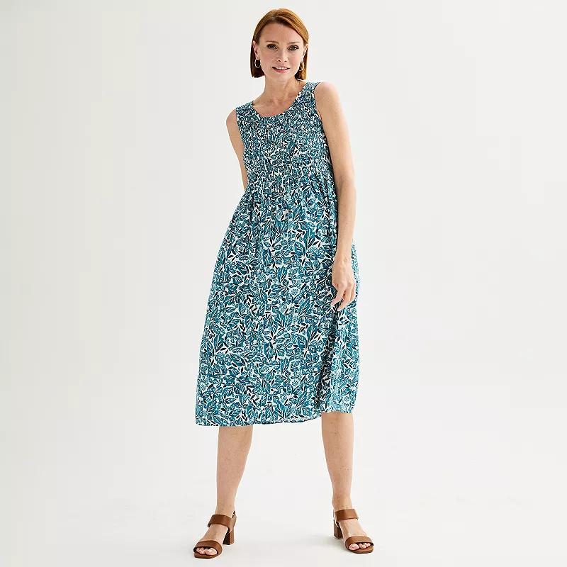 Womens Croft & Barrow Smocked Swing Midi Dress Product Image