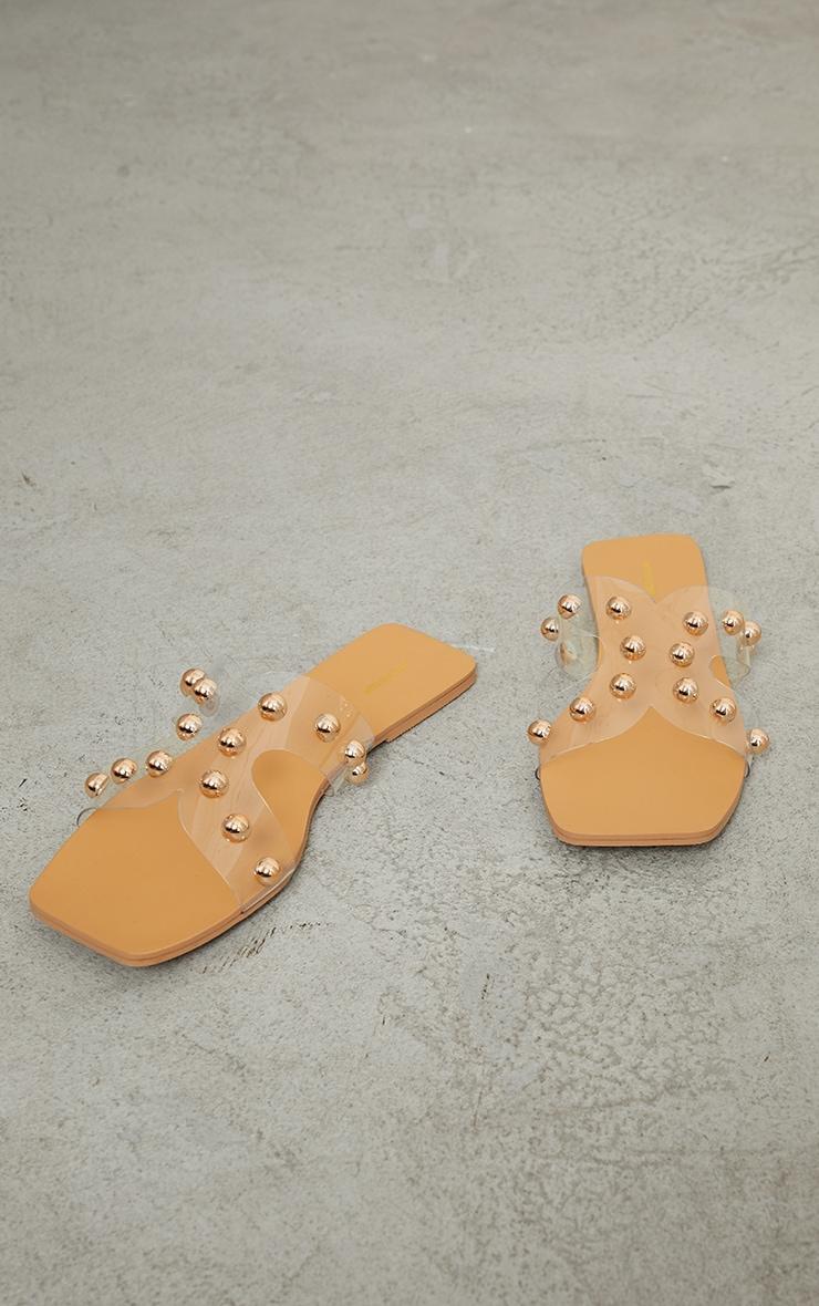 Clear Square Perspex Bow Studded Strap Slides Product Image