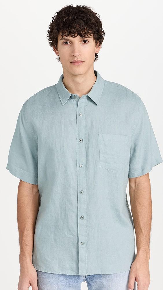 Vince Linen Short Sleeve Button Down | Shopbop Product Image