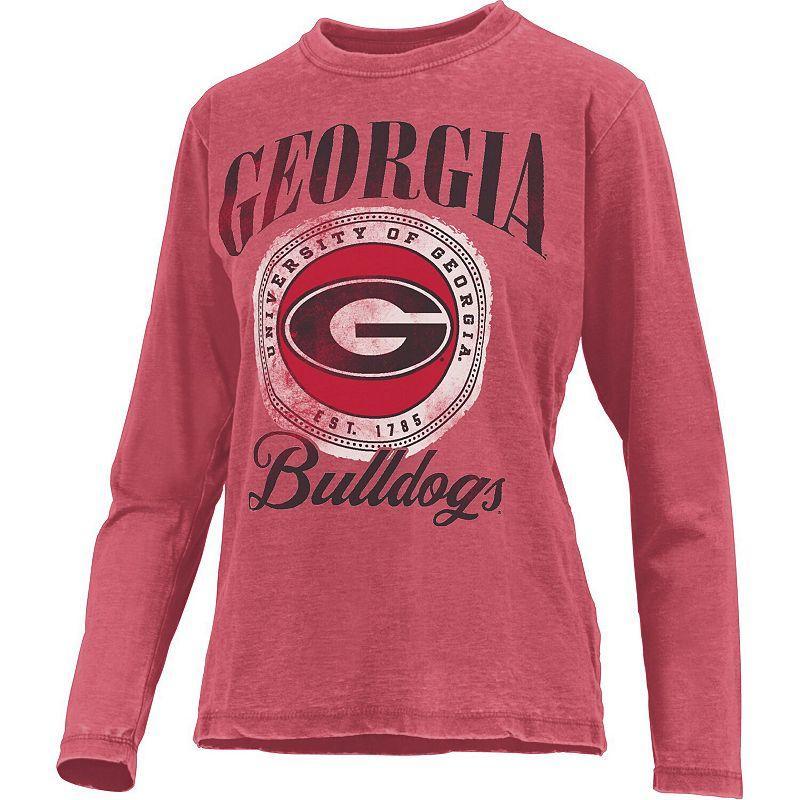 Womens Pressbox Georgia Bulldogs Vintage Oversized Falkland Long Sleeve T-Shirt Product Image