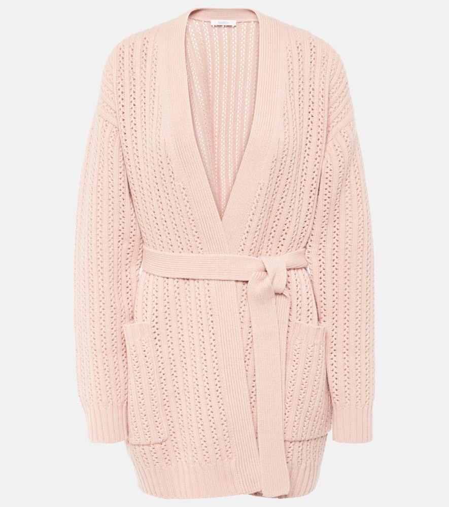 MAX MARA Belted Wool And Cashmere Cardigan In Beige Product Image