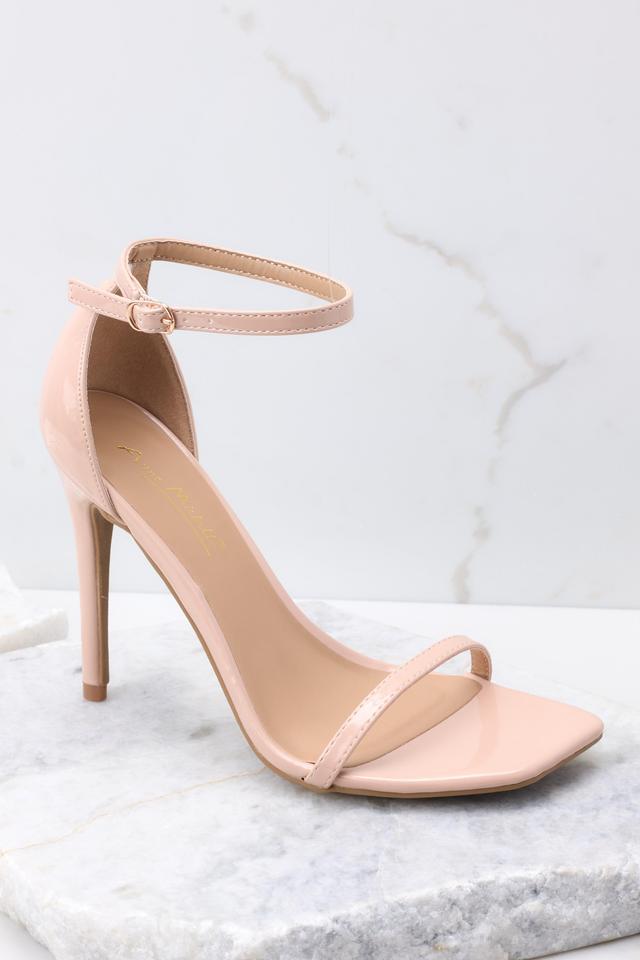 Walking Away Nude Patent Ankle Strap High Heel Sandals Beige Product Image