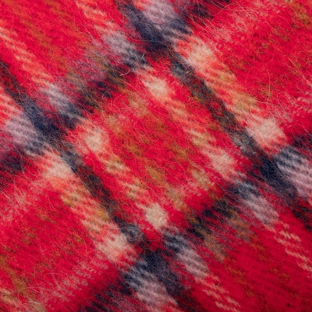 Tartan Wool Blend Scarf - Red Product Image