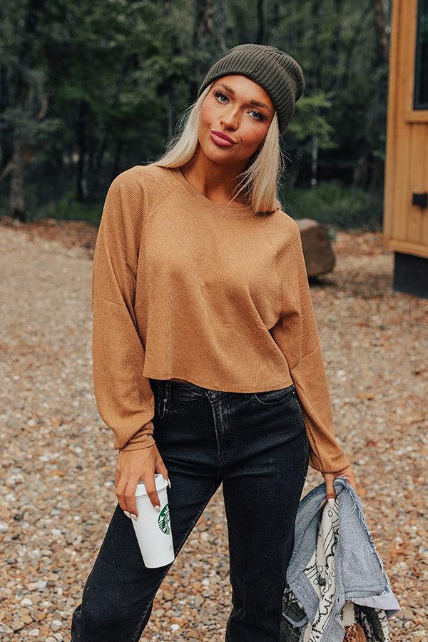 Hot Cocoa Divine Knit Crop Top In Camel Product Image