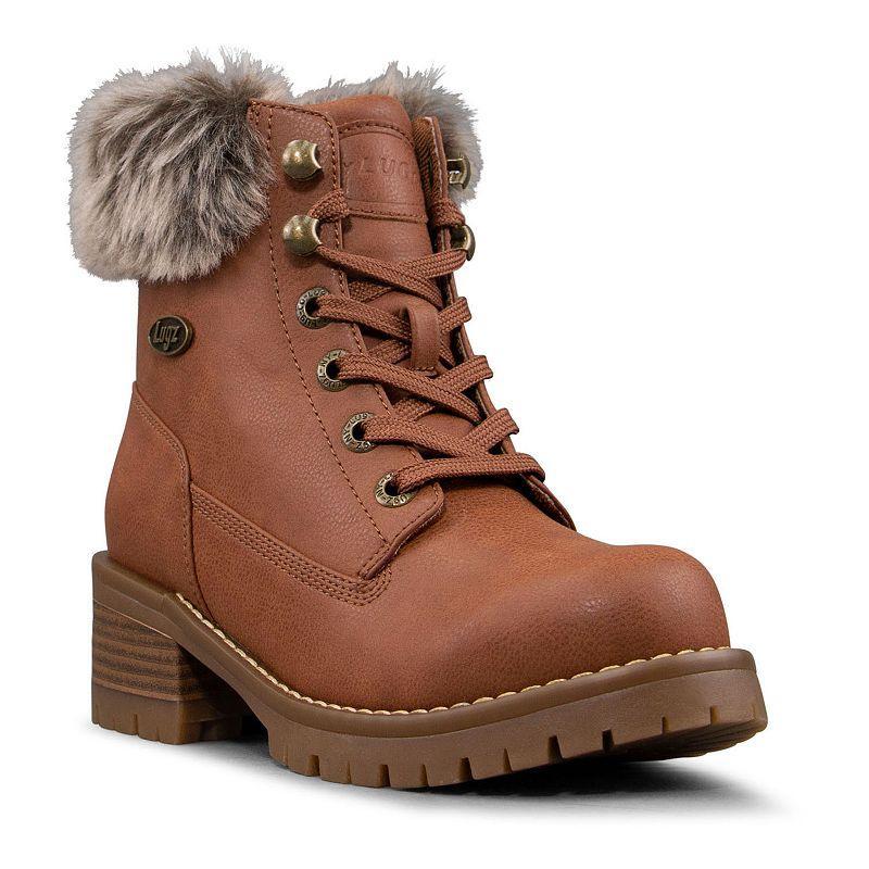 Lugz Flirt Hi Faux Fur Womens Combat Boots Red Gum Product Image