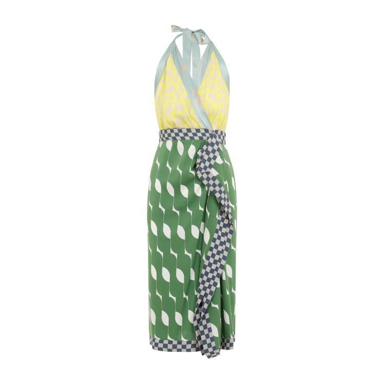 Dole Printed Silk Midi Dress In Green Product Image