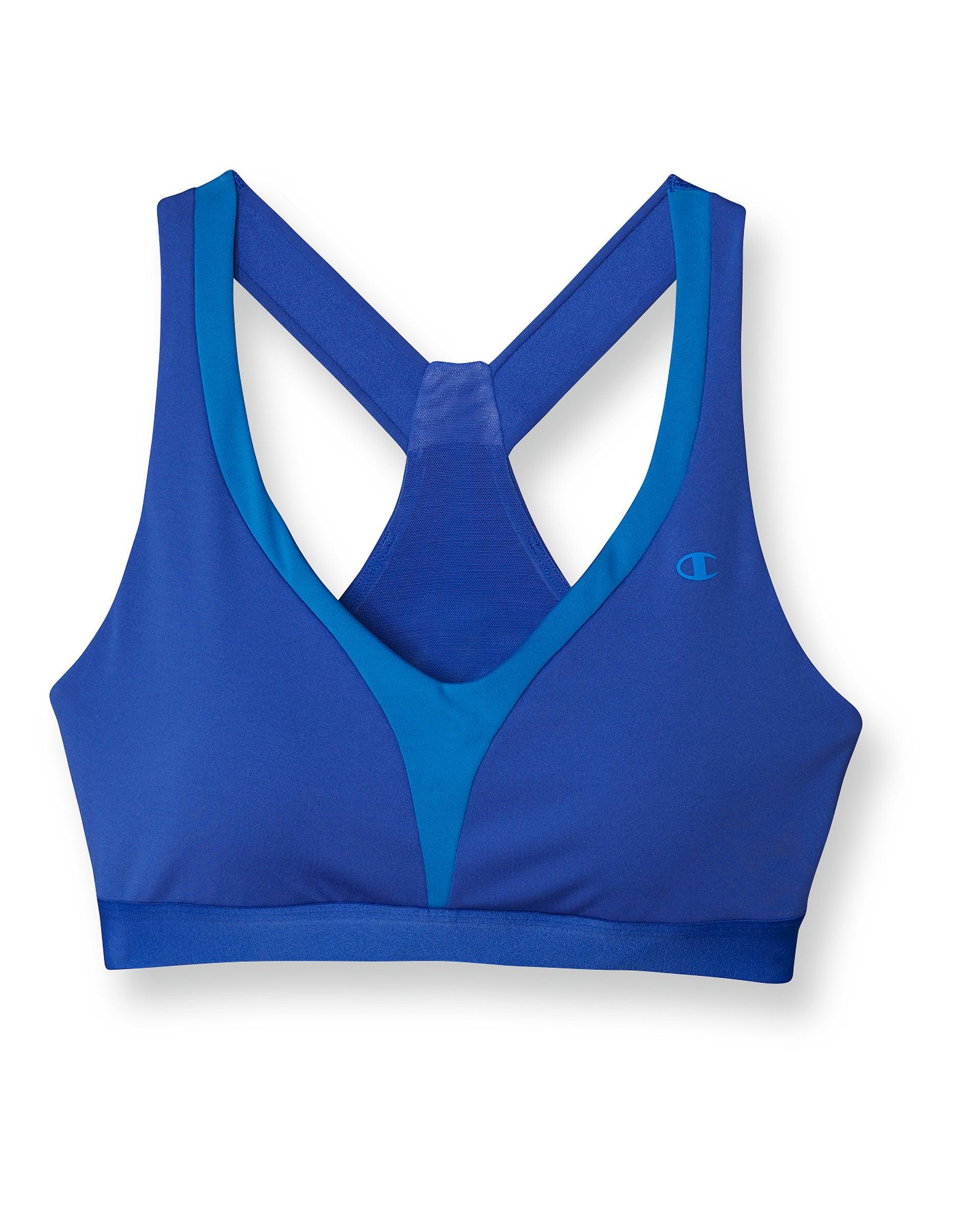 Womens Champion Absolute V-Neck Sports Bra, C Logo Deep Dazzling Blue/Blue Jay XS Product Image