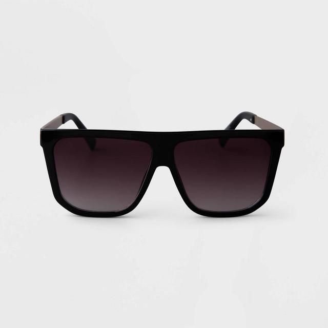 Womens Plastic Shield Sunglasses - A New Day Black Product Image