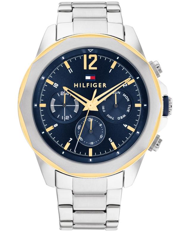 Tommy Hilfiger Mens Multifunction Silver-Tone Stainless Steel Bracelet Watch 46mm - Stainless Steel Product Image